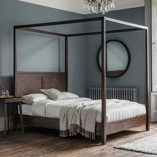 Sia Brown 4 Poster Bed Frame - King Size ( 150 x 200)