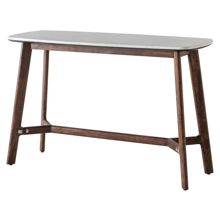 Marello Walnut Stained Acacia Solid Wood Console Table with Marble Top