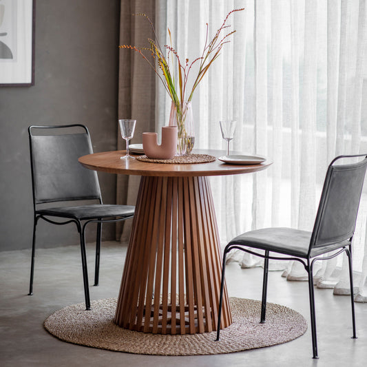 Safia Round Slatted Conical Base 4 Seat Dining Table
