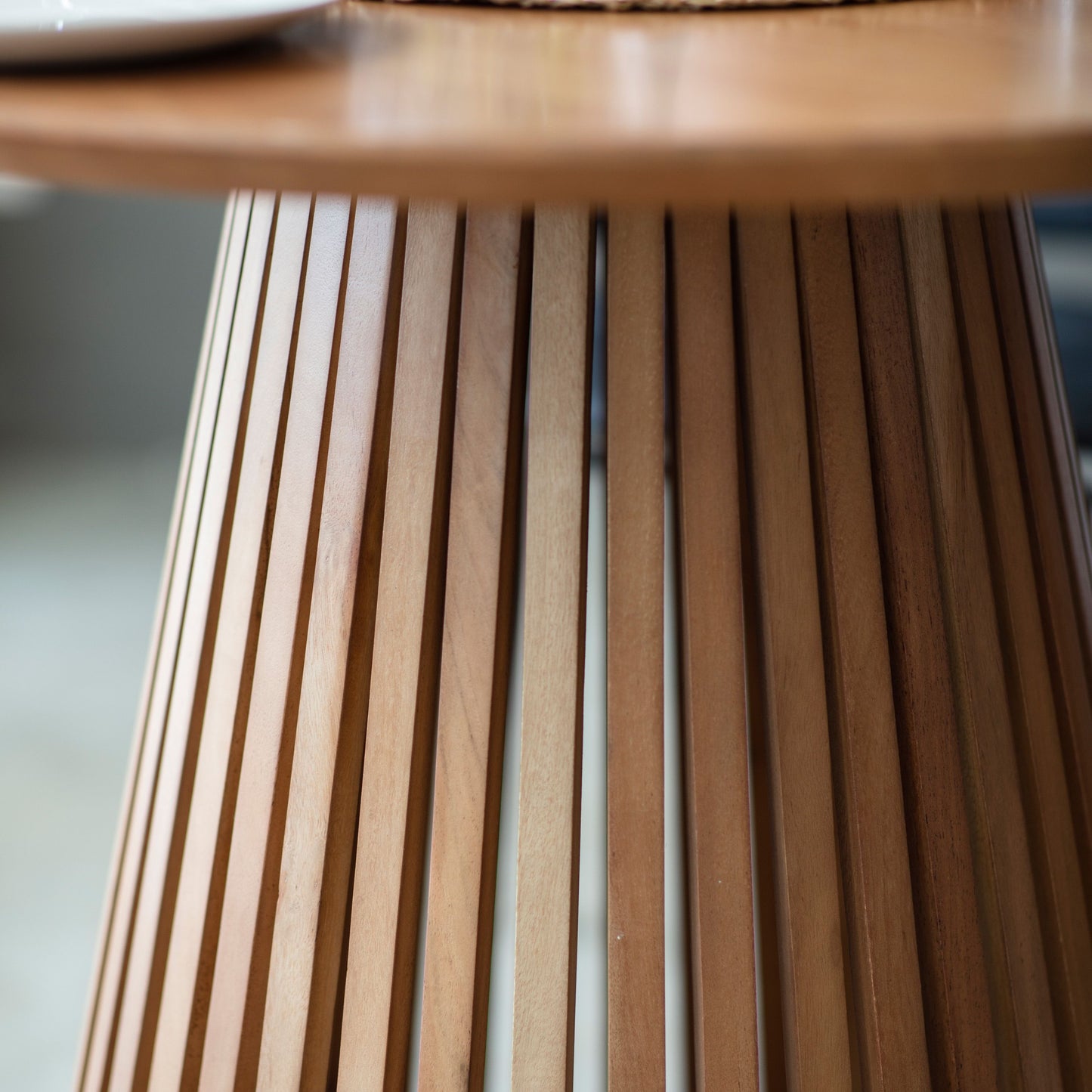 Safia Round Slatted Conical Base 4 Seat Dining Table