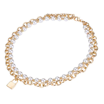 Faux Pearl and Gold Necklace