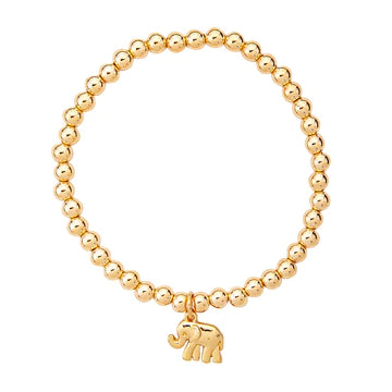 Elephant Lucky Charm Stretch Bracelet - Gold