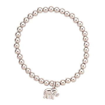Elephant Lucky Charm Stretch Bracelet - Silver