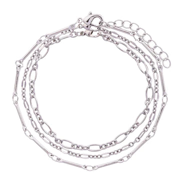 Multi Strand Clasp Bracelet - Silver