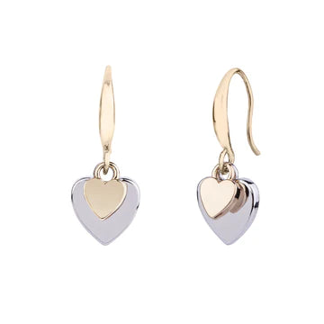 Double Heart Hook Earrings - Gold