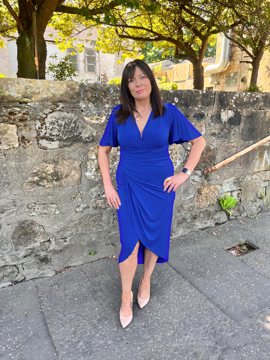 Blue Angel Sleeve Wrap Style Dress