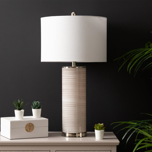 Oslo White/Grey Linear Tall Table Lamp - 72.4cm