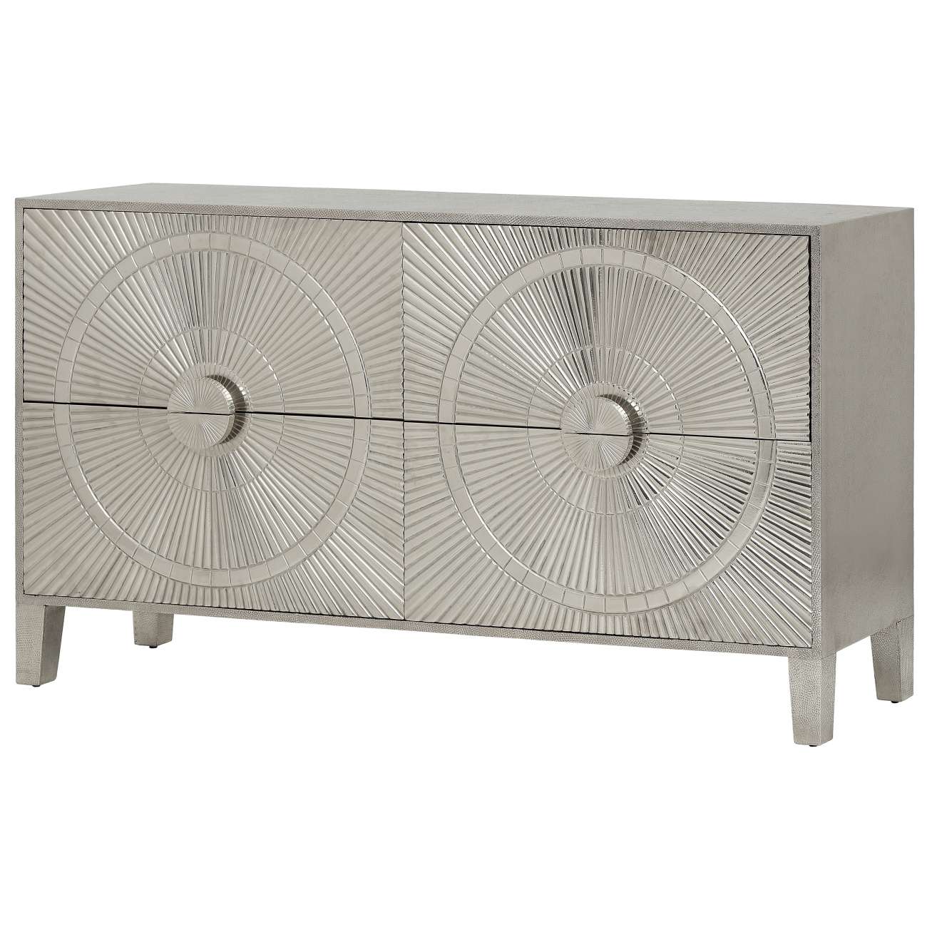 Calido 4 Door Metal Artistry Buffet Cabinet - Silver