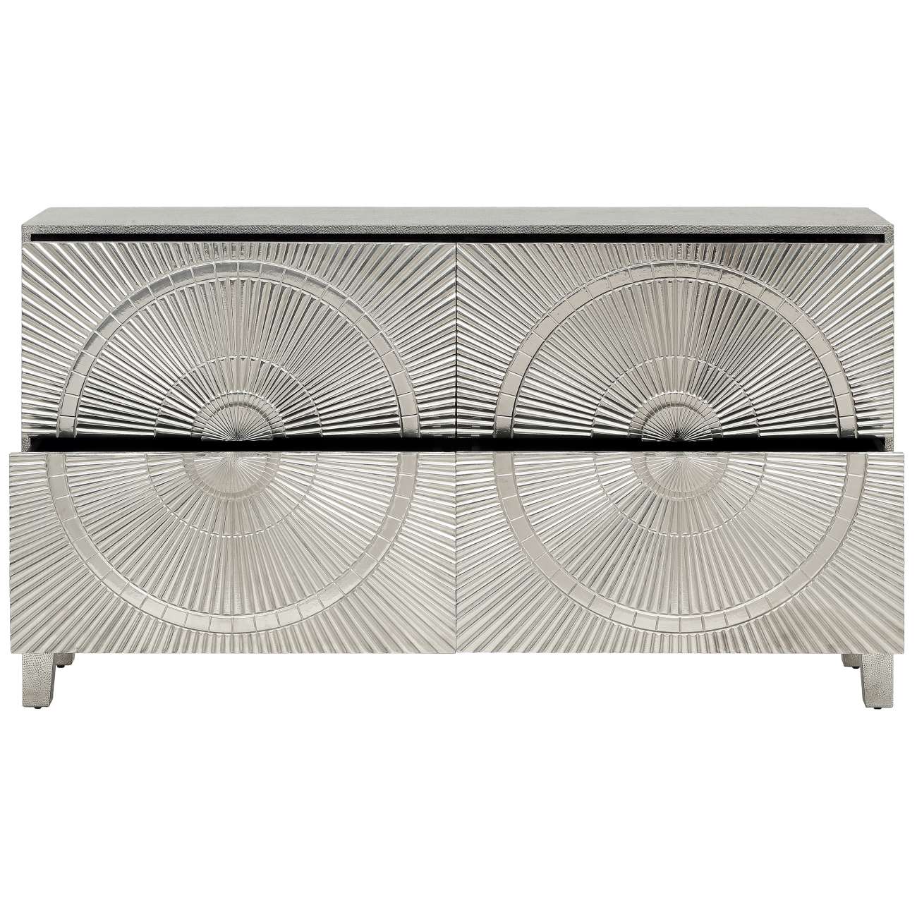 Calido 4 Door Metal Artistry Buffet Cabinet - Silver