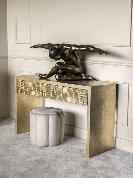 Calido Gold Embossed Metal Console Table