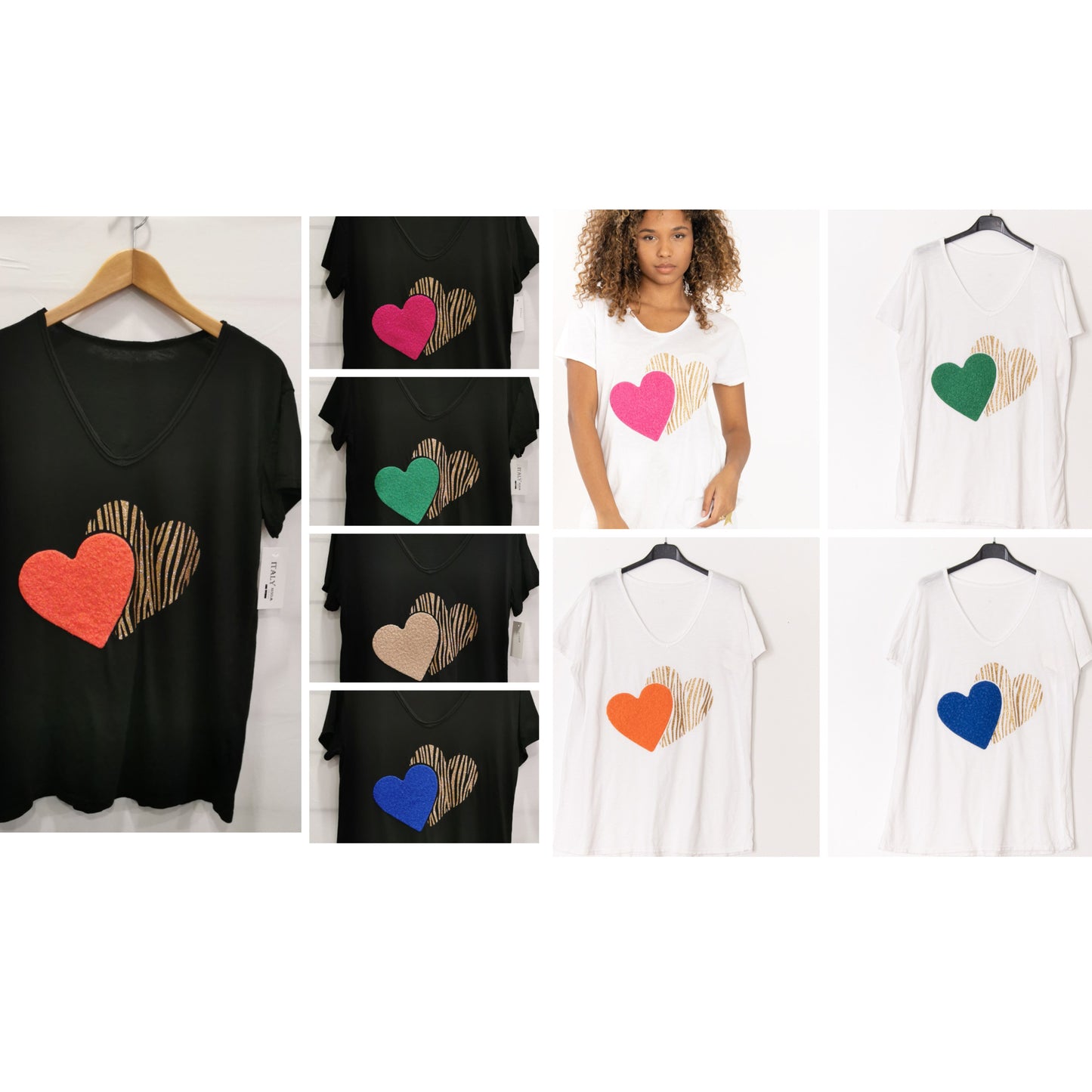 Gold Foiled Leopard Heart T-Shirt with colour contrast Heart