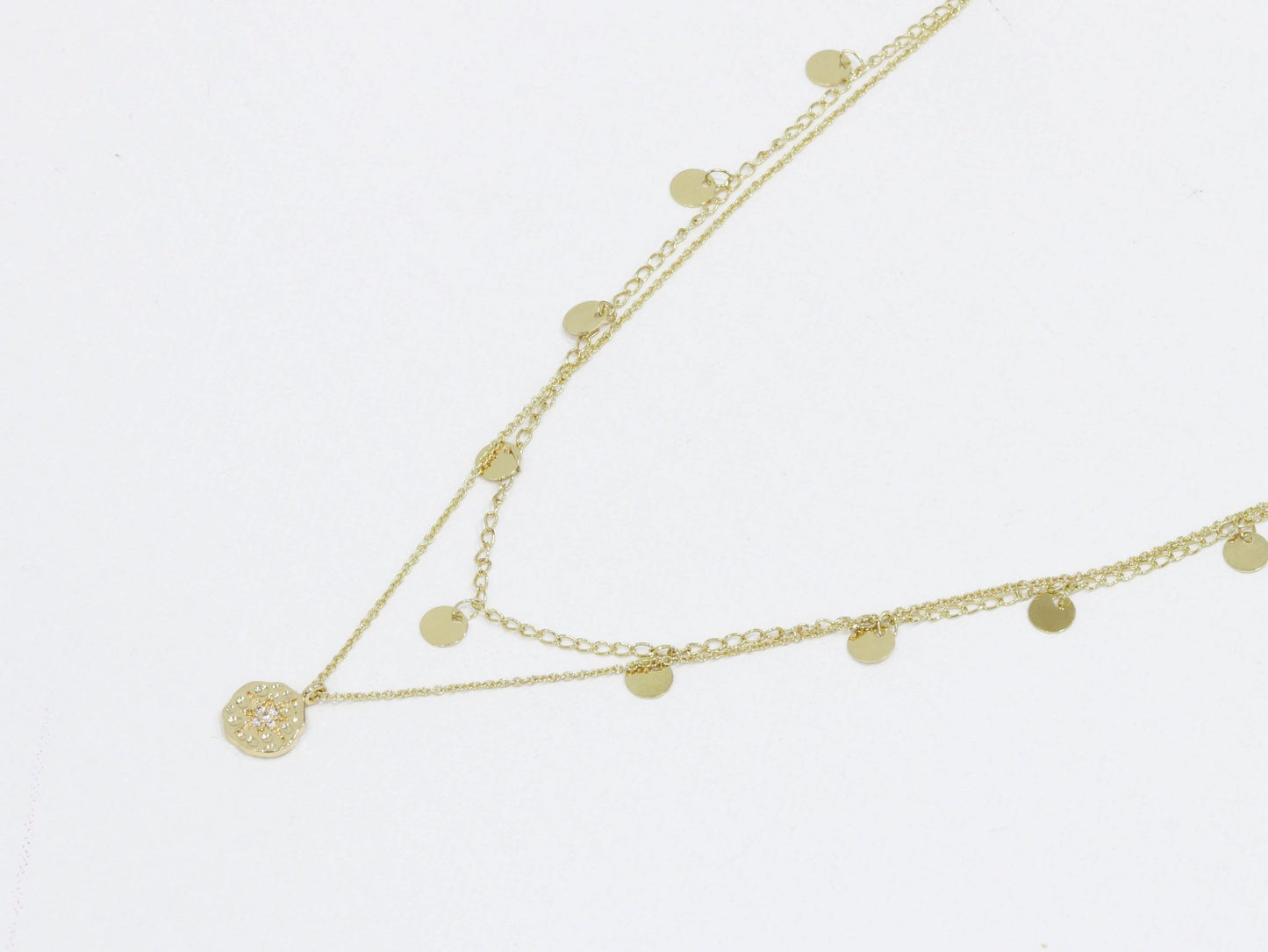 2 Row Star Encrusted Charm Necklace