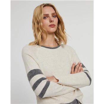 Paz Torras Grey Accent Cream Long Sleeve Sweater