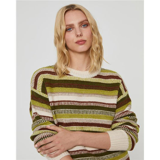 Paz Torras Green Stripe Soft Knit Jumper