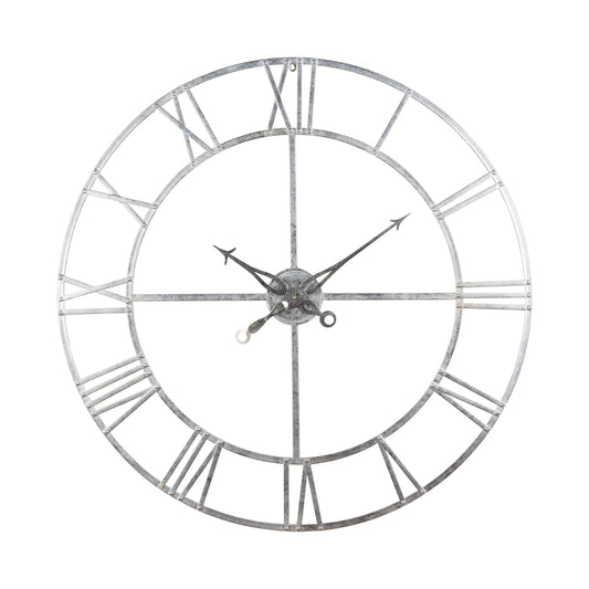 Large Silver Foil Skeleton Wall Clock - 102cm