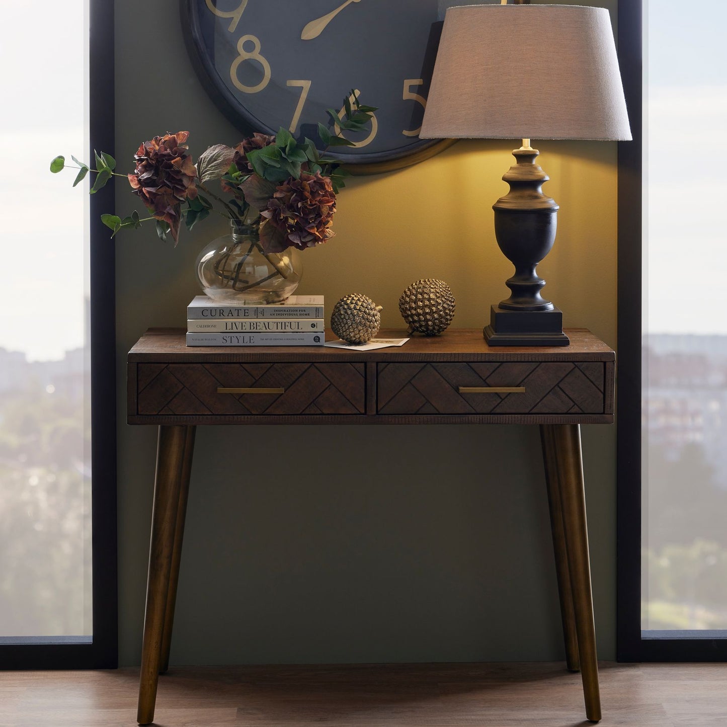 Baltimore Parquet Gold 2 Drawer Console Table