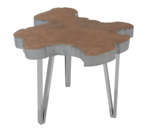 Natural Wood Top Medium Side Table