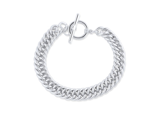 Curb Chain Statement Tbar Bracelet - Silver