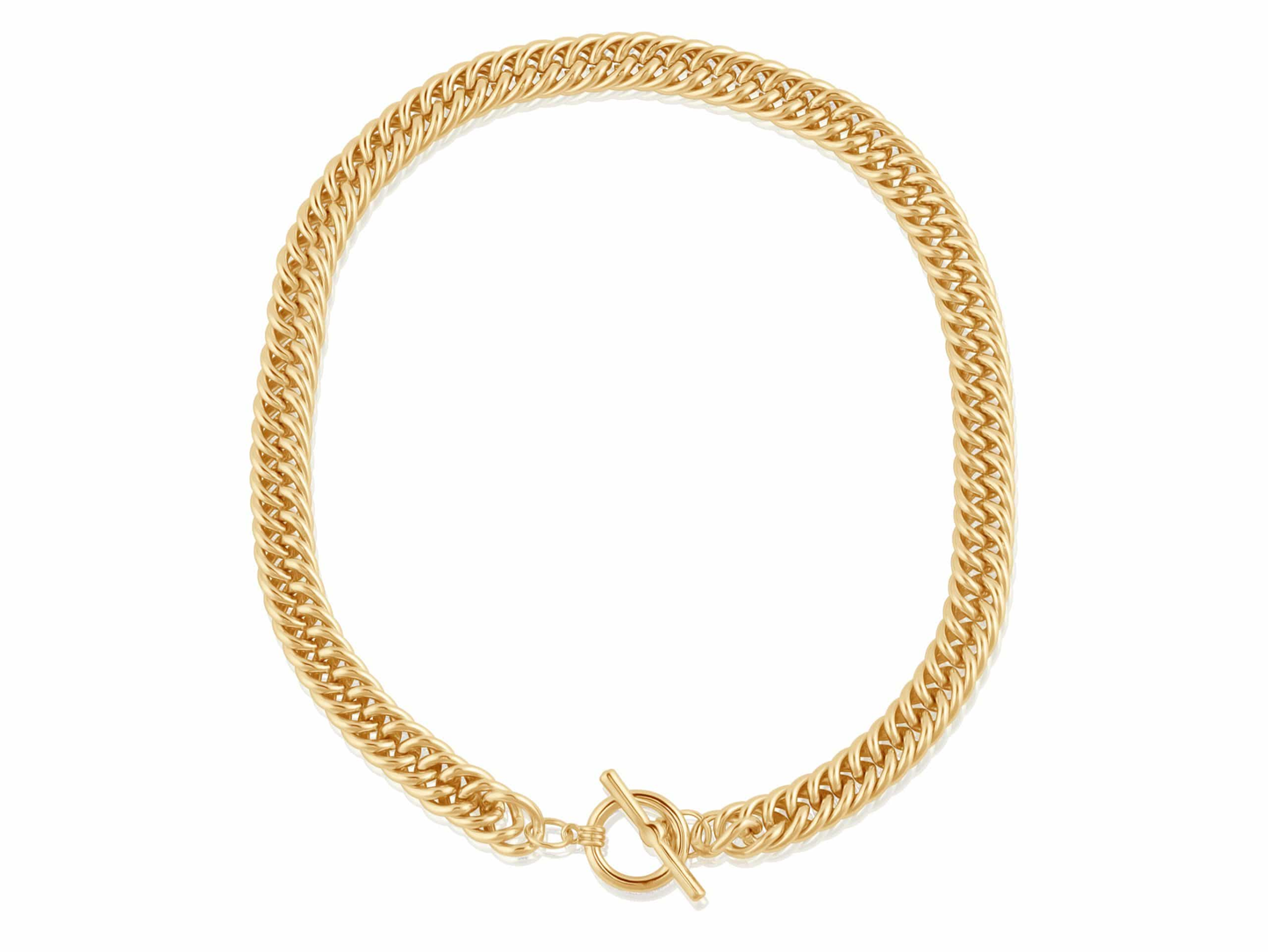 Curb Chain Statement Tbar Necklace - Gold