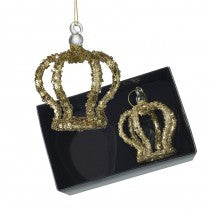 Hanging Glass Crown Ornament 8.5x11.2cm