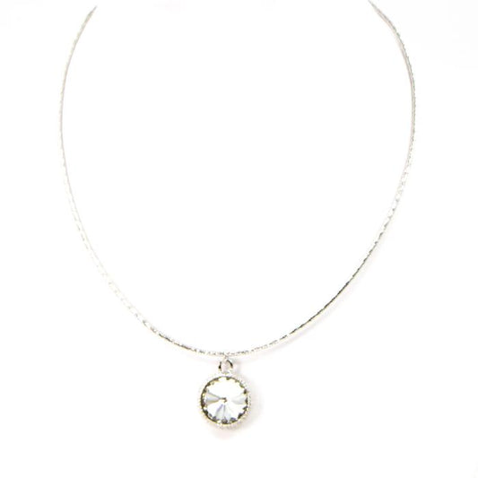 Rigid collar choker style necklace with single crystal detail