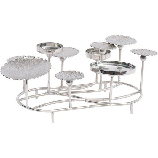 Lilly Pad Polished Silver Aluminium Pillar Candle Holder