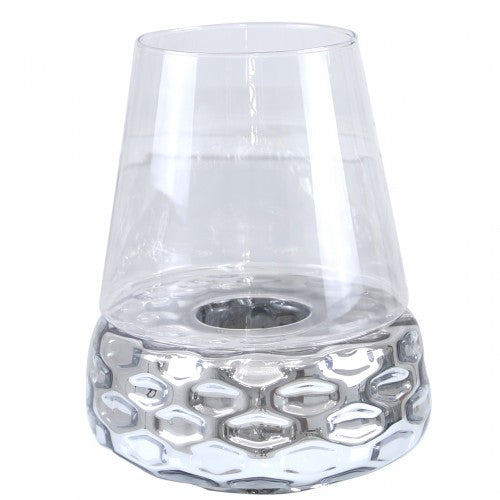 Silver & Clear Glass Candle Holder