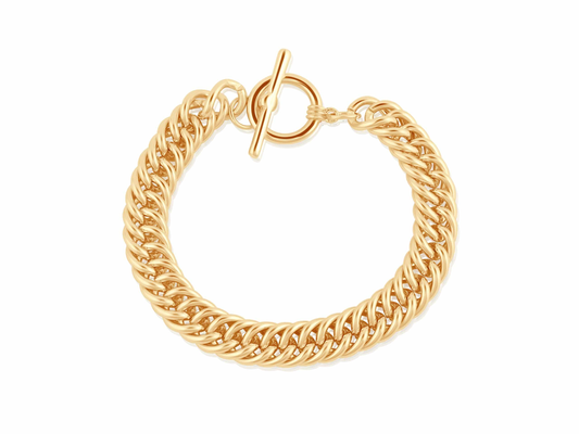Curb Chain Statement Tbar Bracelet - Gold