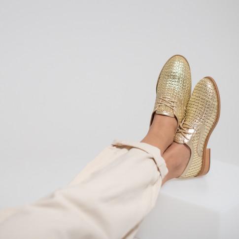 Vanessa Wu Gold Derbies in Woven Material