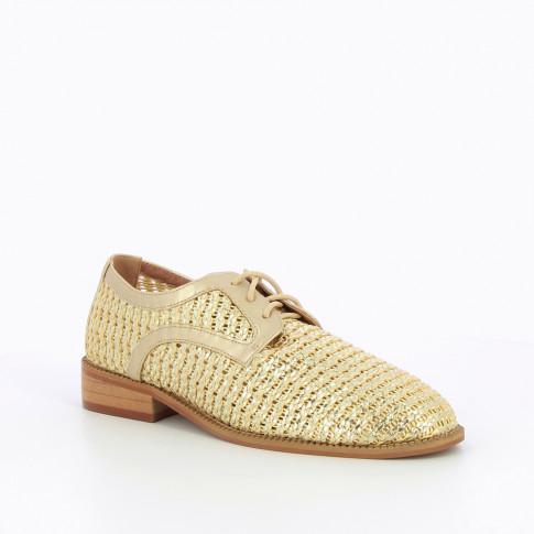 Vanessa Wu Gold Derbies in Woven Material