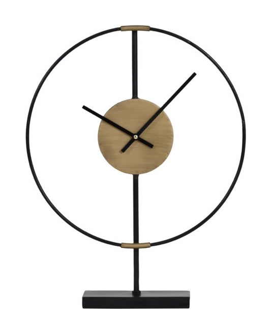 Brass and black framed mantle clock