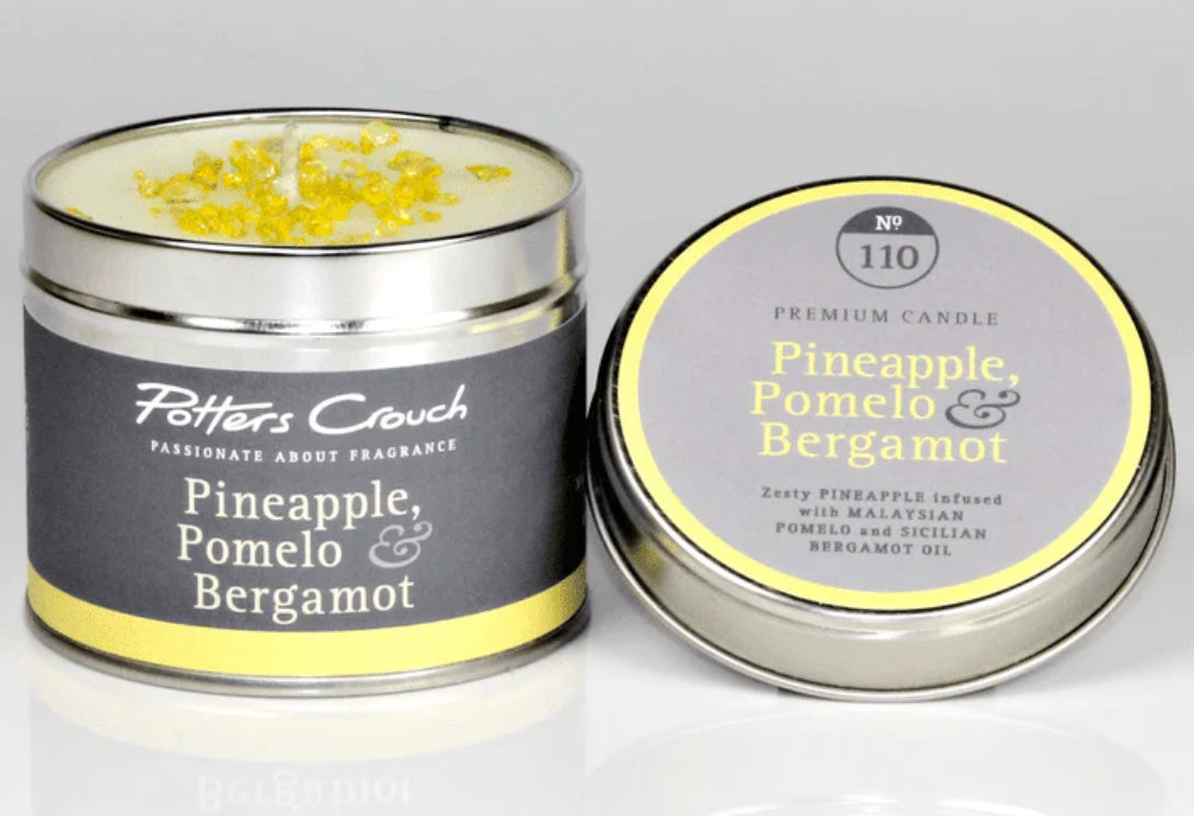 Potters Crouch Pineapple Pomelo & Bergamot Scented Candle Tin