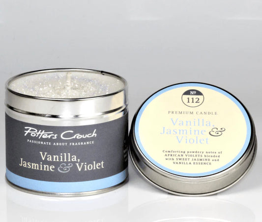 Potters Crouch Vanilla Jasmine & Violet Scented Candle Tin