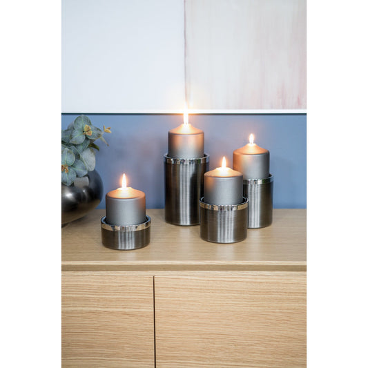Medium Stainless Steel Antique Grey Candle Holder