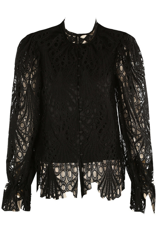 Crochet Lace Long Sleeve Blouse
