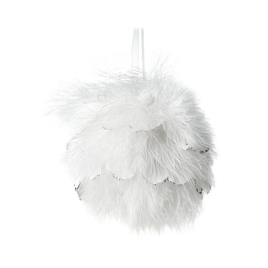 Large White Fluffy Feather Bauble