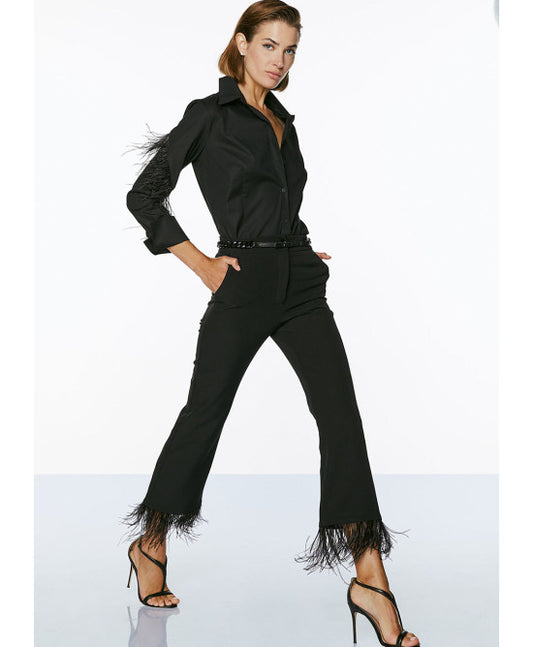 Access Fashion Feather Trim Trousers