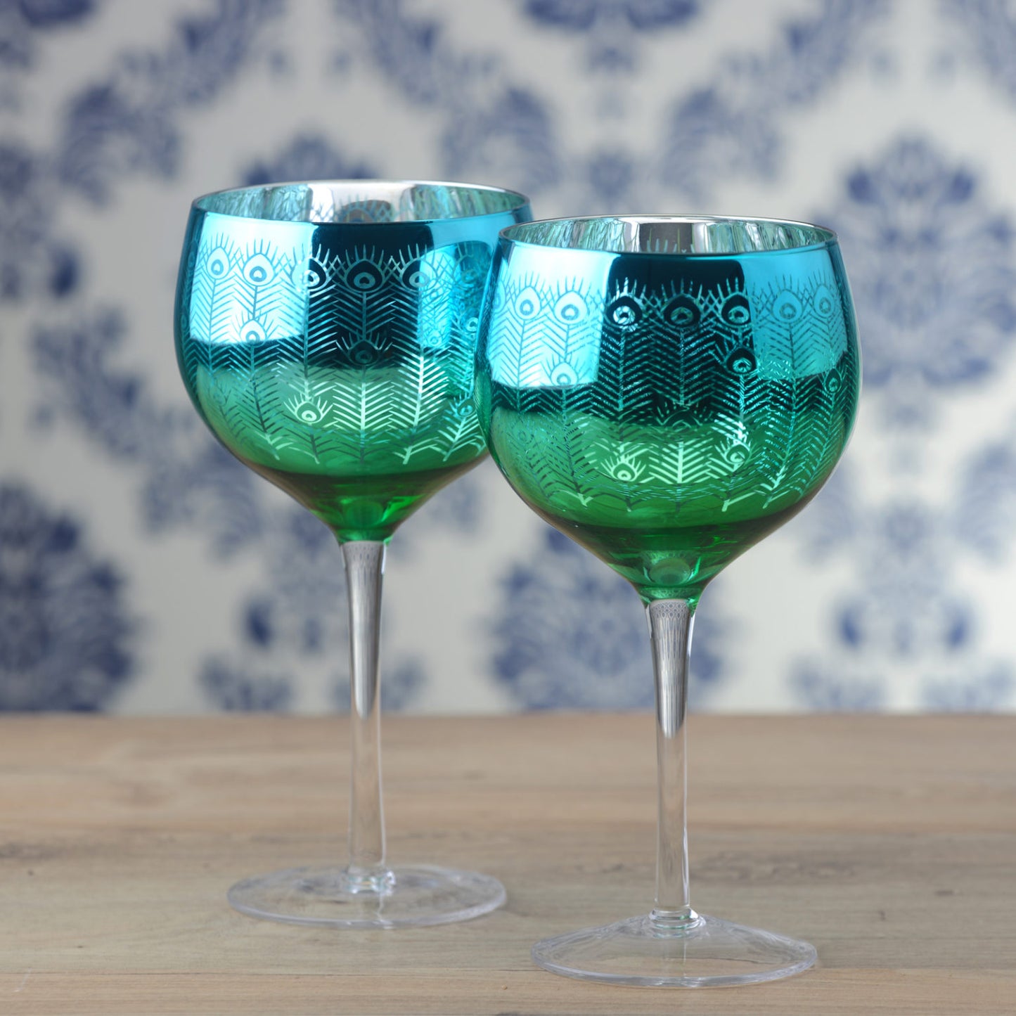 Peacock Gin Glasses - Boxed Set 2