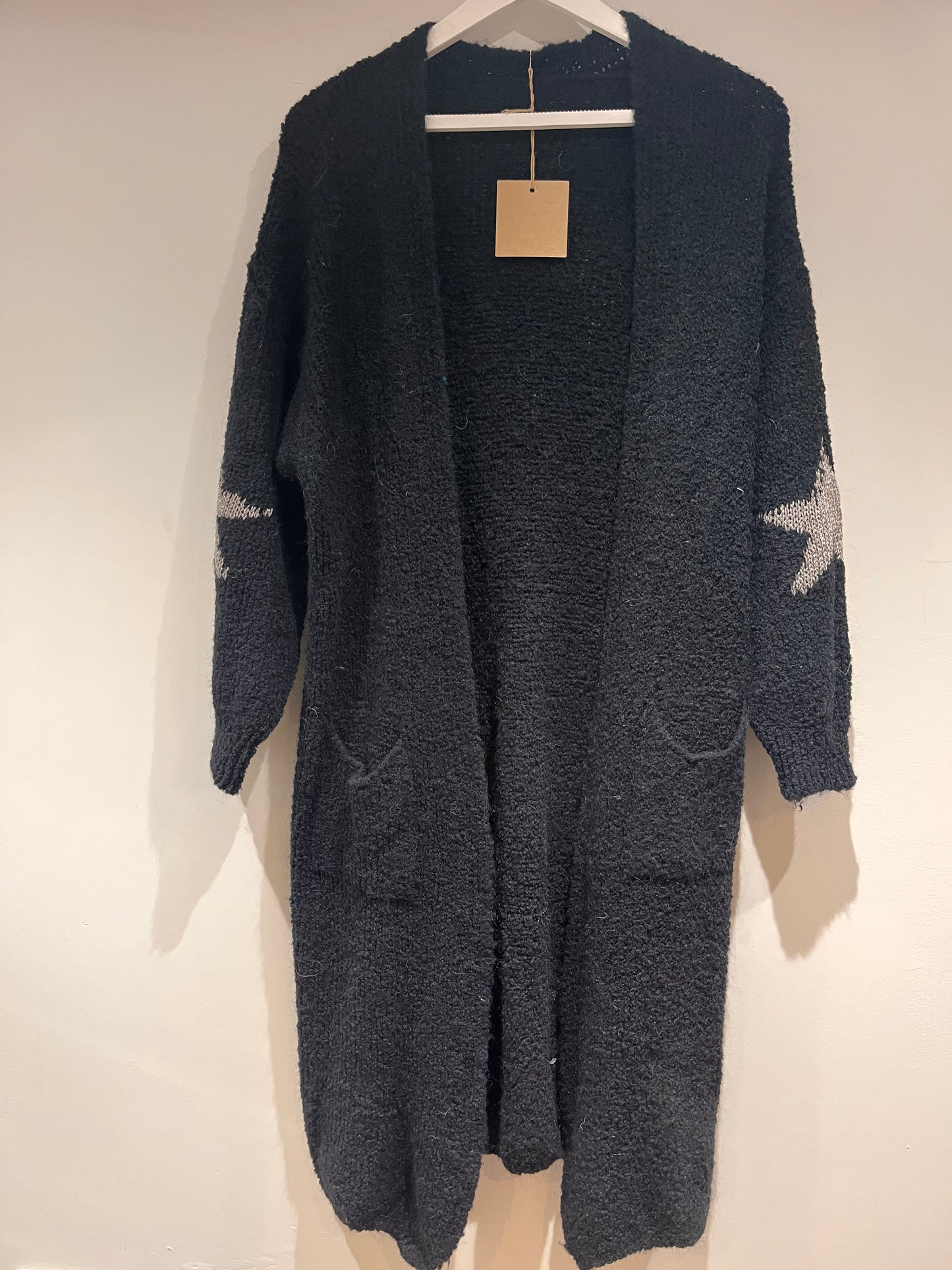 Made in Italy Longline Cardigan with star Sleeve Detail
