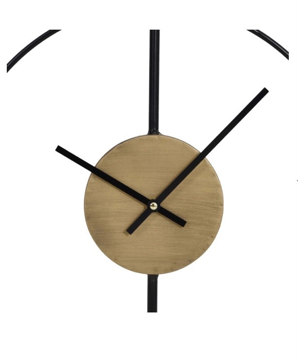 Brass and black framed mantle clock