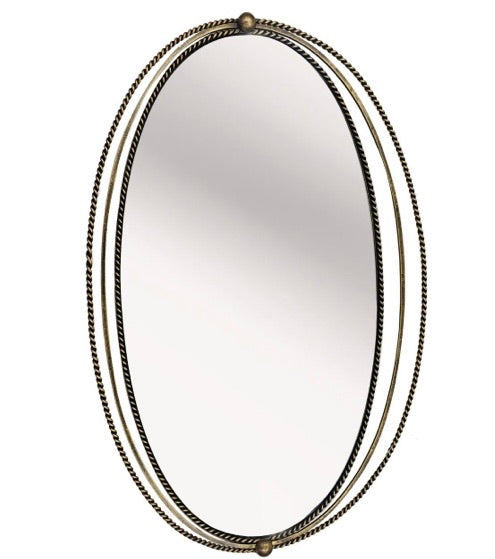 Oval gold rope detail mirror