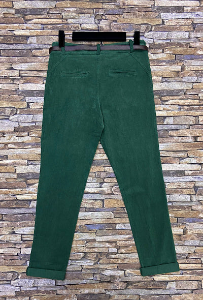 Velvet Cord Trousers with Belt- Made in Italy