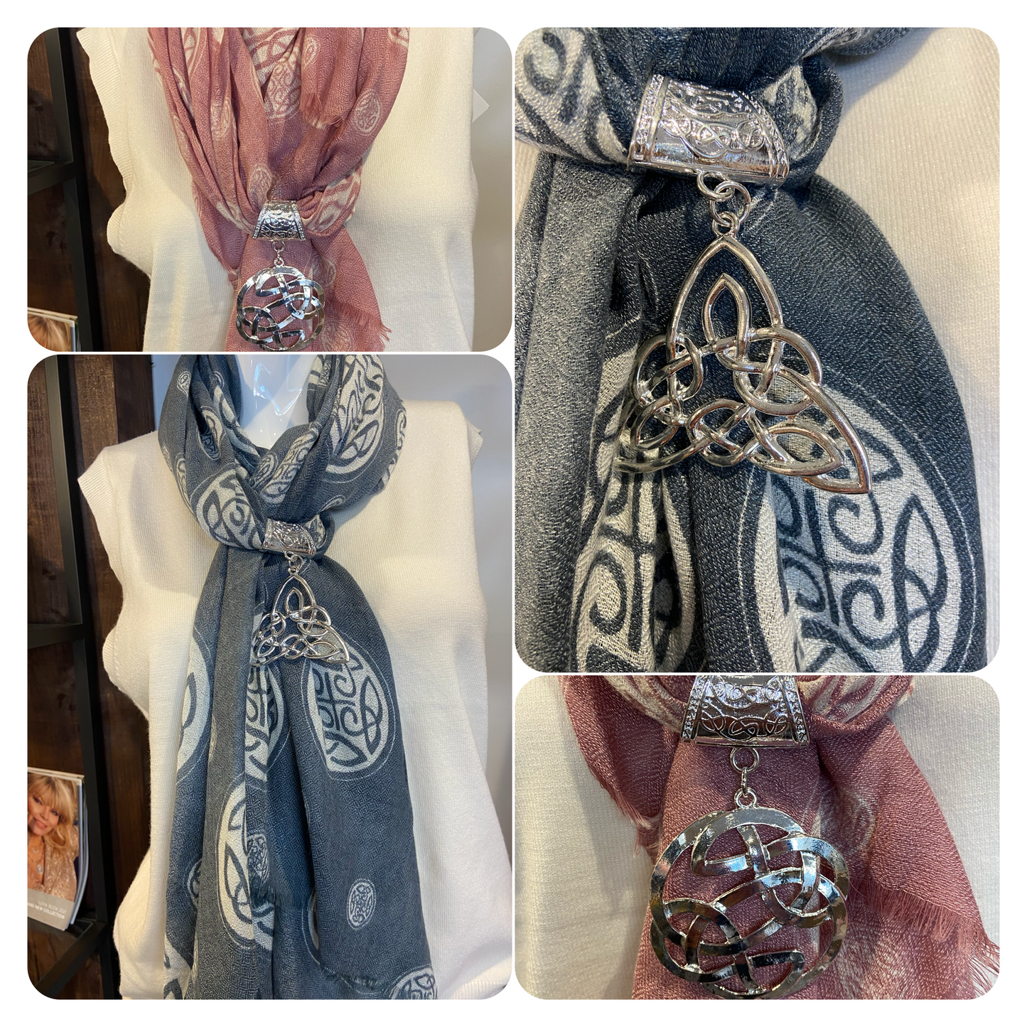 Celtic Scarf with Scarf Pendant Ring