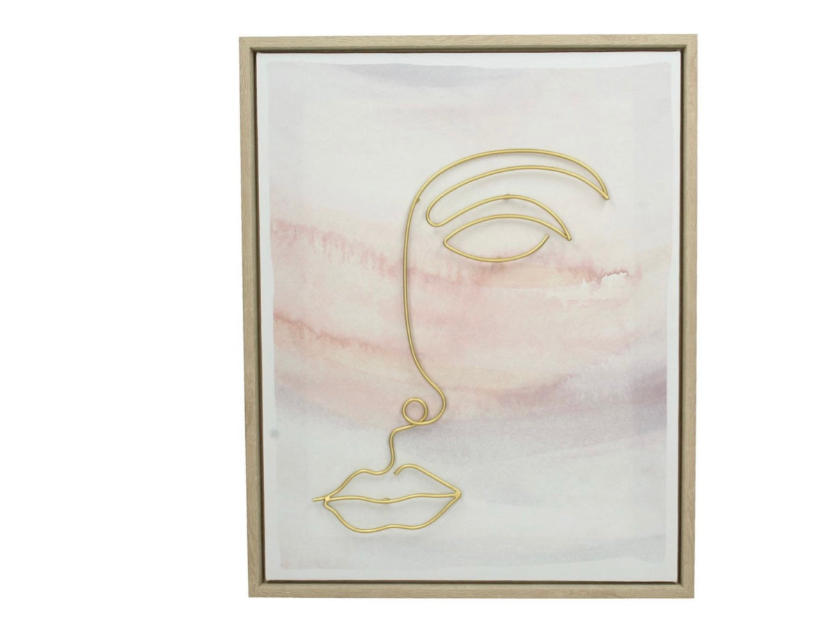 Libra Peach Abstract Gold Profile Wall Art