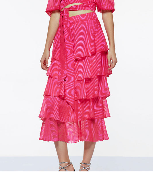 Access fashion midi skirt with ruffles