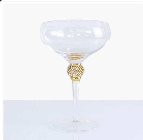 Gold Milano Champagne Saucer with Diamanté Ball