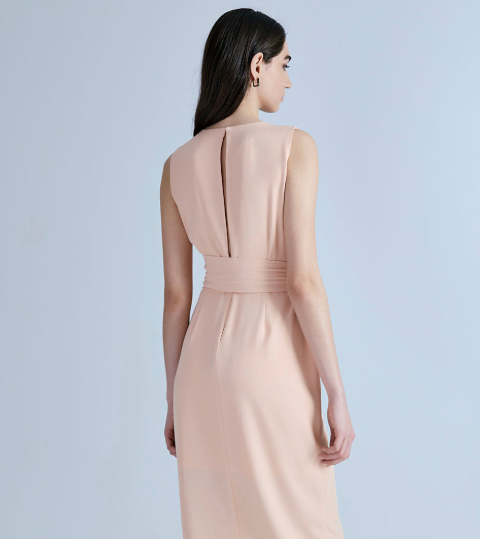 Access fashion wrap dress with back opening