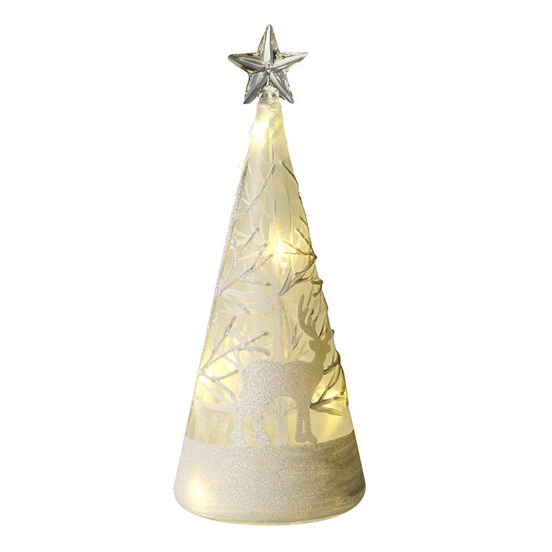 Glass etched Light up Cone with Star Detail