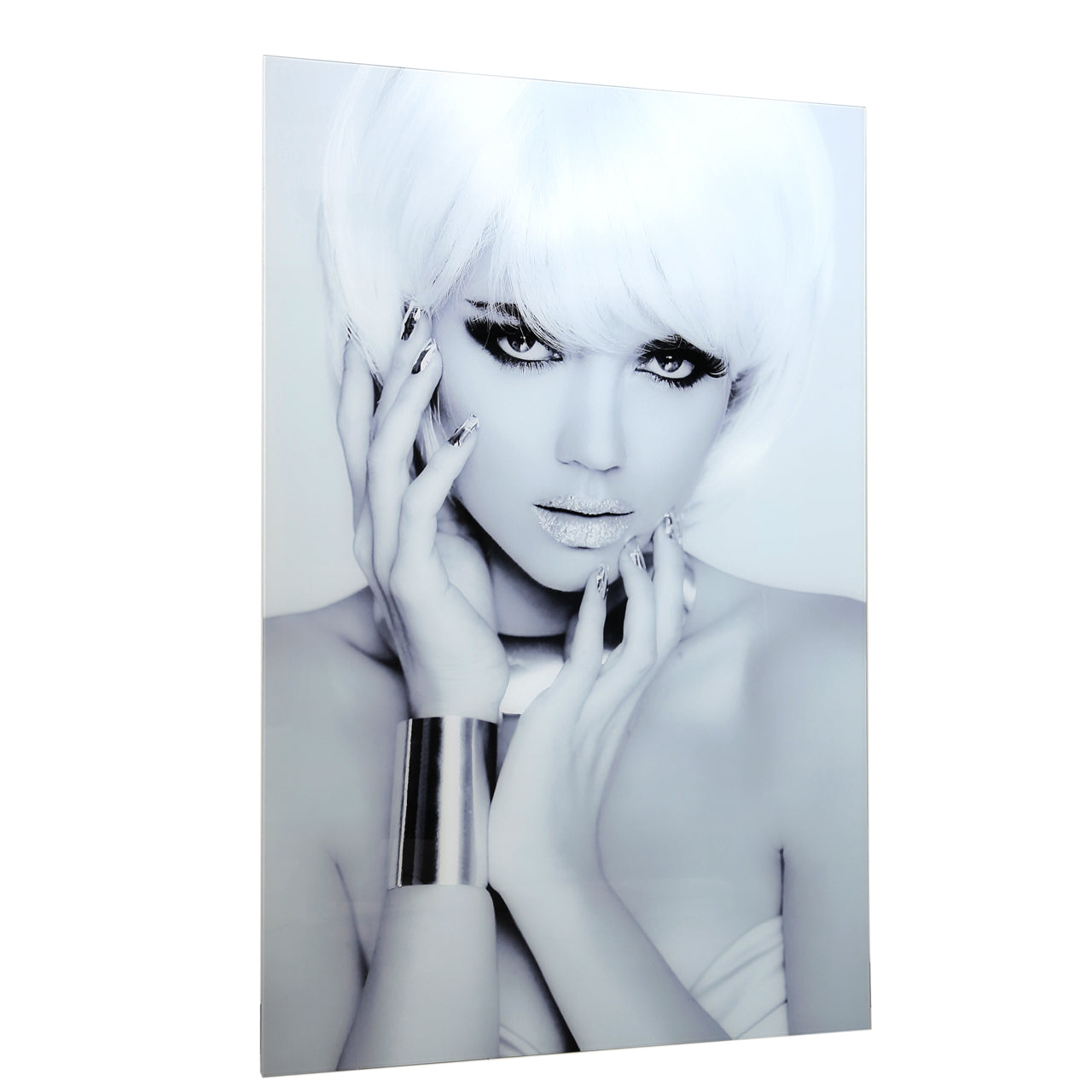 80 x 120 Glamour Tempered Glass Wall Art Black And White