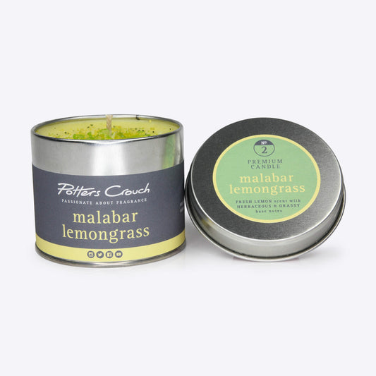 Potters Crouch Malabar Lemongrass Scented Candle in a Tin